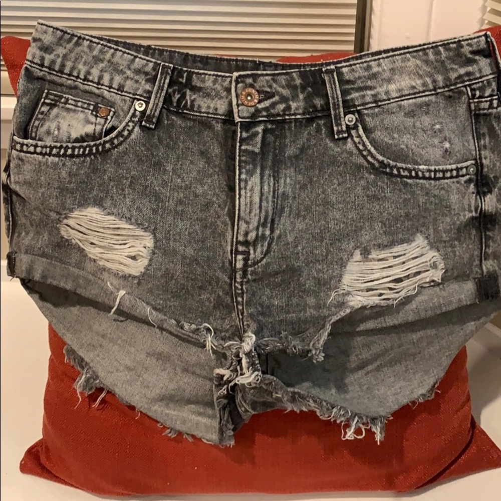 Black denim shorts